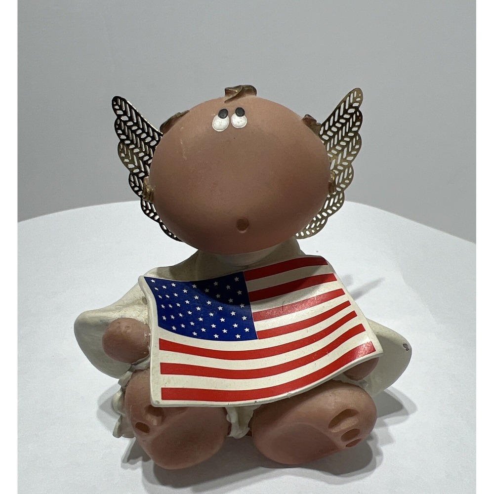 2001 Russ Berrie Kirks Kritters Patriotic American Flag Angel Figurine‎